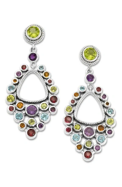 SAMUEL B. SAMUEL B. STERLING SILVER SEMIPRECIOUS STONE CLUSTER DROP EARRINGS