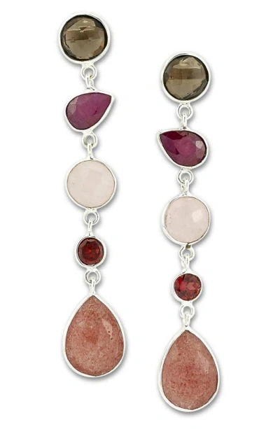 Samuel B. Sterling Silver Semiprecious Stone Drop Earrings In Multi