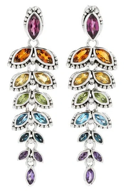 Samuel B. Sterling Silver Semiprecious Stone Drop Earrings In Red