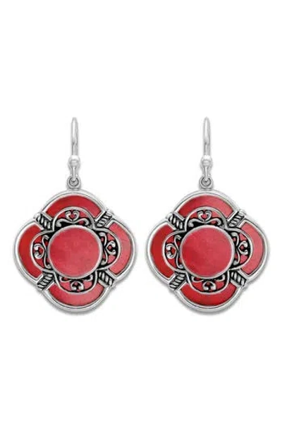 Samuel B. Sterling Silver Shell Drop Earrings In Red