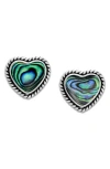 Samuel B. Sterling Silver Shell Heart Stud Earrings In Green