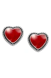 Samuel B. Sterling Silver Shell Heart Stud Earrings