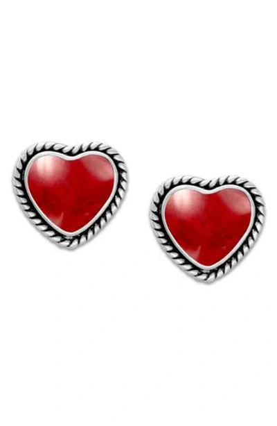 Samuel B. Sterling Silver Shell Heart Stud Earrings