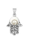 Samuel B. Sterling Silver Shiva Eye Shell Hamsa Hand Pendant In White