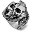Samuel B. Sterling Silver Skull & Snake Ring In Silver