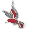 Samuel B. Sterling Silver Stone Bird Pendant In Red