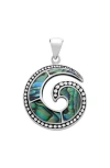 Samuel B. Silver 6.30 Ct. Tw. Abalone G Shape Pendant In Multi