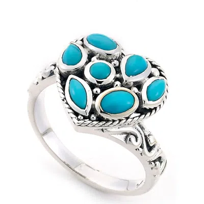 Samuel B. Sterling Silver Turquoise Heart Shape Ring In Blue