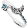 Samuel B. Sterling Silver White Topaz & Neon Apatite Moon Ring In Blue