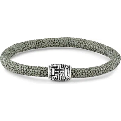 Samuel B. Stingray Leather & Sterling Silver Bead Bracelet In Green