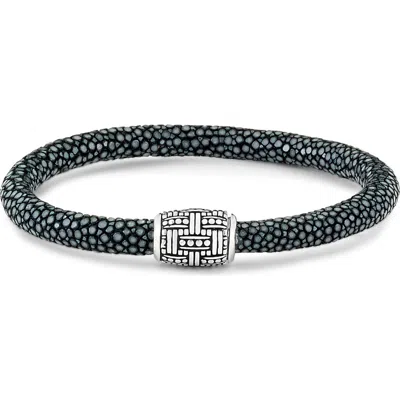 Samuel B. Stingray Leather & Sterling Silver Bead Bracelet In Blue
