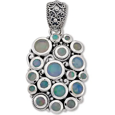 Samuel B. Silver 1.70 Ct. Tw. Opal Cluster Pendant In Metallic