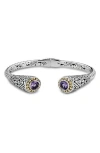 Samuel B. Tipped Two-tone Bangle In Silver