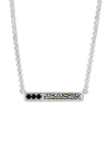 Samuel B. 18k & Silver 0.45 Ct. Tw. Onyx Bar Necklace In Black