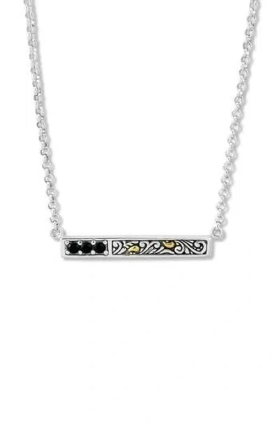 SAMUEL B. SAMUEL B. TOPAZ ENGRAVED BAR PENDANT NECKLACE