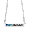 Samuel B. 18k & Silver 0.45 Ct. Tw. Blue Topaz Bar Necklace In Blue