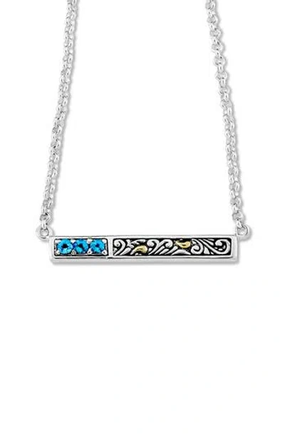 SAMUEL B. SAMUEL B. TOPAZ ENGRAVED BAR PENDANT NECKLACE