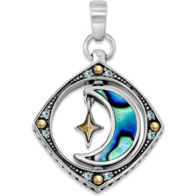 Samuel B. Two-tone Abalone & Blue Topaz Moon & Star Pendant In Blue/green