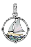 Samuel B. Two-tone Abalone & Mother-of-pearl Sailboat Pendant In Silver Multi