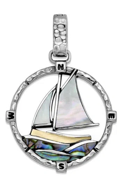 Samuel B. Two-tone Abalone & Mother-of-pearl Sailboat Pendant In Silver Multi