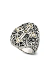 Samuel B. Two-tone Balinese Cross Ring In Silver And Gold