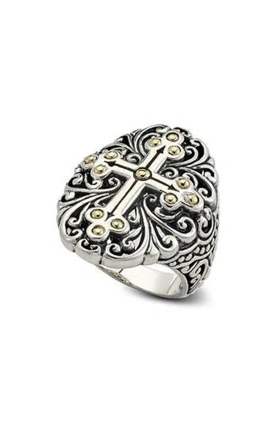 Samuel B. Two-tone Balinese Cross Ring In Silver And Gold