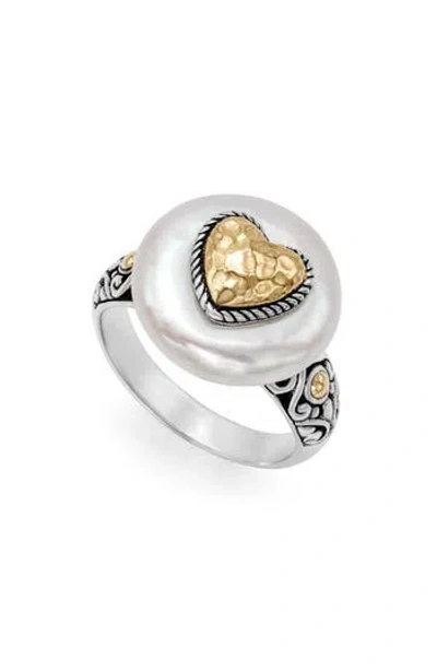 Samuel B. Two-tone Coin Pearl Heart Ring