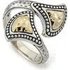 Samuel B. 18k & Silver Hammered & Dot Bypass Ring In Silver And Gold