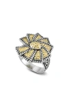 Samuel B. 18k & Silver Hammered Wheel Ring In Silver And Gold