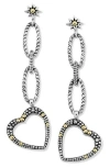 Samuel B. Two-tone Heart Chain Drop Earrings