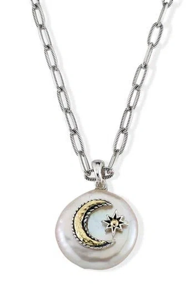 Samuel B. Two-tone Sun & Moon Mother-of-pearl Pendant Necklace In White