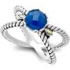 Samuel B. 18k & Silver 1.10 Ct. Tw. Blue Sapphire X Ring In Sapphire Blue