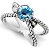 Samuel B. Two-tone X Crossover Band Ring In Blue