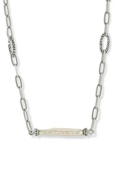 Samuel B. Two-tone Biwa Pearl Pendant Necklace In Metallic