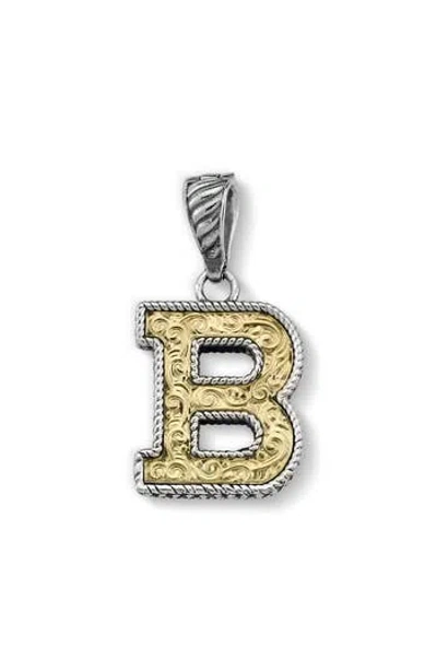 Samuel B. Two-tone Initial Pendant In Metallic