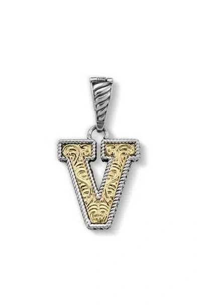 Samuel B. Two-tone Initial Pendant In Metallic