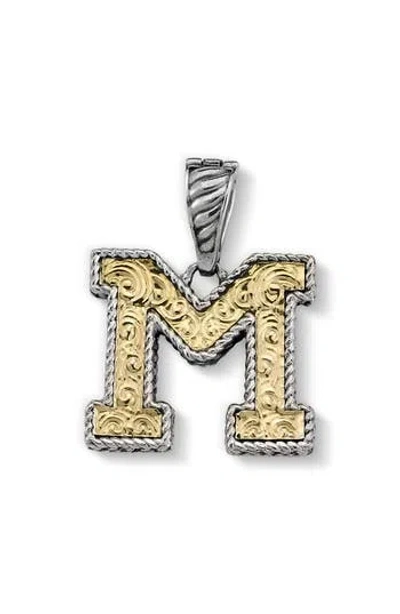 Samuel B. Two-tone Initial Pendant In Metallic