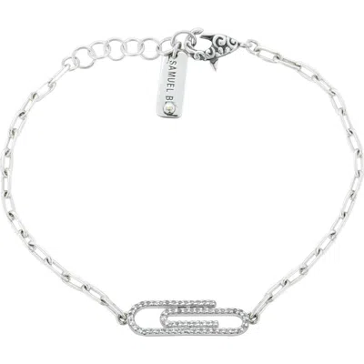 Samuel B. White Topaz Paper Clip Charm Bracelet In White/silver