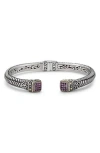 Samuel B. Woven Pavé Tipped Bangle In Silver