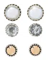 Samuel B. 18k & Silver 1.20 Ct. Tw. White Topaz 7mm Pearl Set Of 3 Earrings