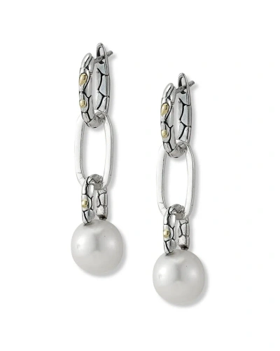 Samuel B. 18k & Silver 10mm Pearl Link Earrings In Metallic