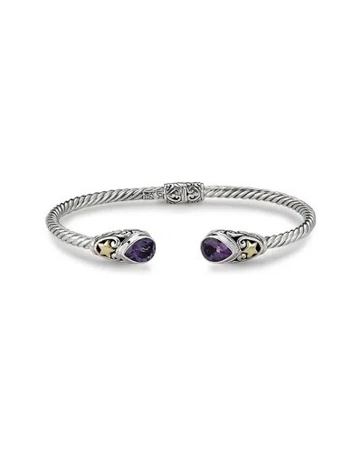 Samuel B. 18k & Silver 2.60 Ct. Tw. Amethyst Twisted Cable Bangle Bracelet In Metallic