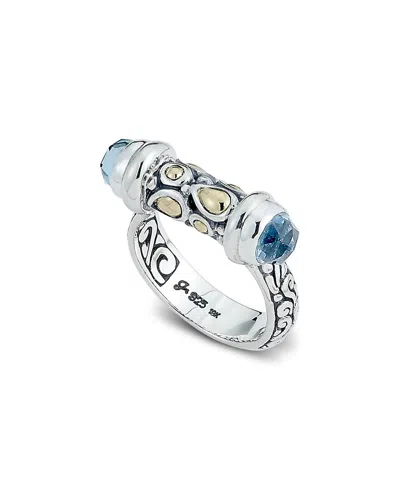 Samuel B. 18k & Silver Blue Topaz Bullet Ring In Metallic