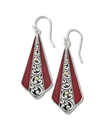 SAMUEL B. SAMUEL B. 18K & SILVER CORAL DROP EARRINGS