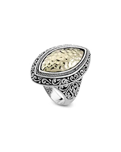 Samuel B. 18k & Silver Hammered Ring In Metallic