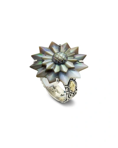 Samuel B. 18k Over Silver Pearl Flower Ring In Metallic