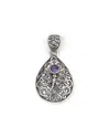 Samuel B. Silver 0.25 Ct. Tw. Amethyst Filigree Butterfly Pendant