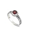 Samuel B. Silver 0.75 Ct. Tw. Garnet Floral Ring