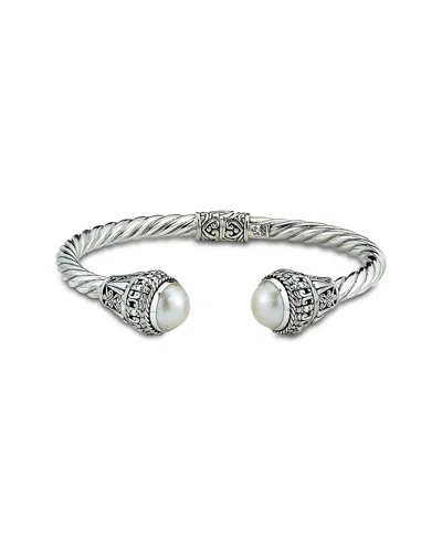 Samuel B. Silver 11mm Pearl Twisted Cable Bangle Bracelet In Metallic