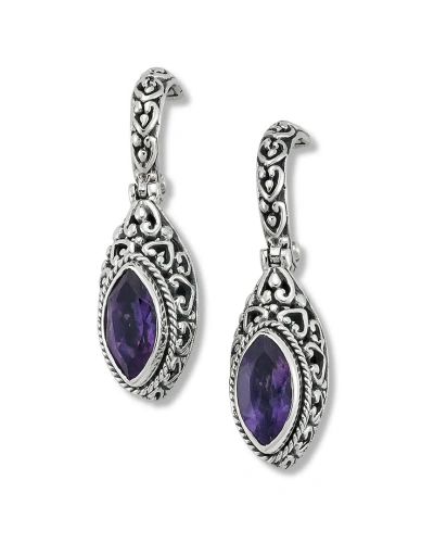 Samuel B. Silver 2.00 Ct. Tw. Amethyst Drop Earrings In Metallic